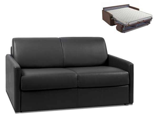 2-osobowa kanapa z ekspresowym mechanizmem rozkładania z ekoskóry CALIFE - Kolor: czarny - Miejsce do spania: 120 cm - Materac 14 cm