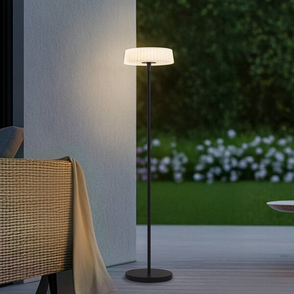 Lampa stojąca LED solarna Samine, czarny, metal, ściemniany Samine Lindby, możliwość ściemniania, czarny, metal, nowoczesny