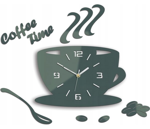 Zegar Ścienny w Kształcie Filiżanki Coffe Time 3D Grey Okrągły Kwarcowy