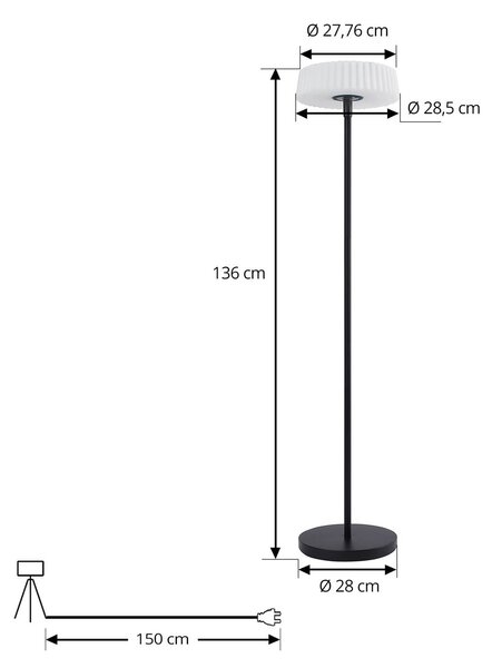 Lampa stojąca LED solarna Samine, czarny, metal, ściemniany Samine Lindby, możliwość ściemniania, czarny, metal, nowoczesny