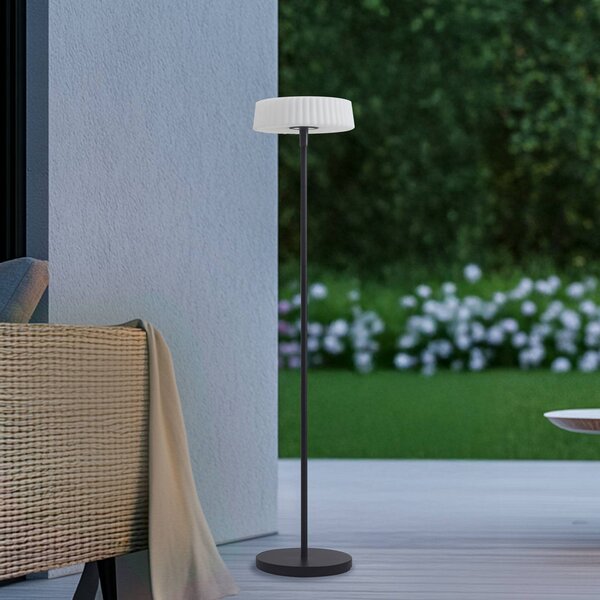 Lampa stojąca LED solarna Samine, czarny, metal, ściemniany Samine Lindby, możliwość ściemniania, czarny, metal, nowoczesny