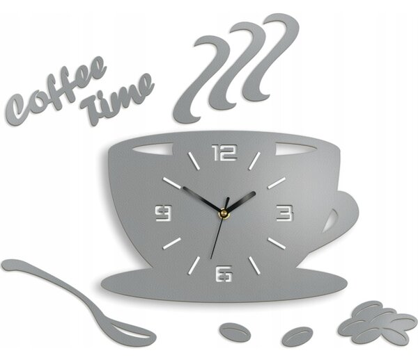 Zegar Ścienny w Kształcie Filiżanki Coffe Time 3D Stone Grey Okrągły