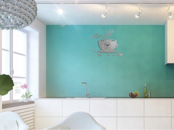 Zegar Ścienny w Kształcie Filiżanki Coffe Time 3D Stone Grey Okrągły