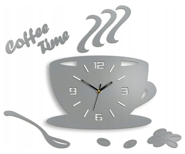 Zegar Ścienny w Kształcie Filiżanki Coffe Time 3D Stone Grey Okrągły