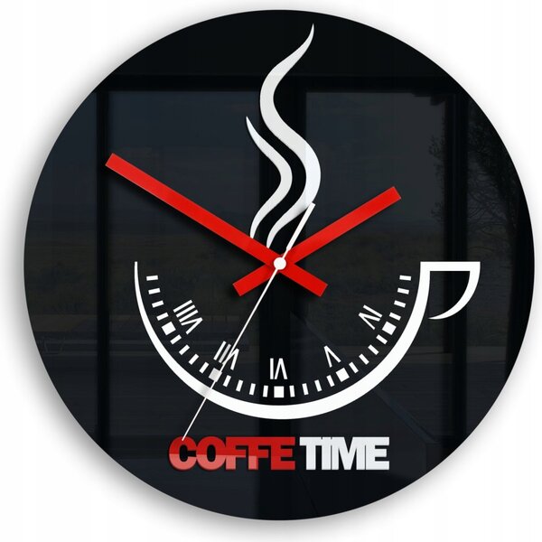 Zegar Ścienny w Kształcie Filiżanki Coffe Time II Black&Red Okrągły