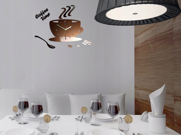 Zegar Ścienny w Kształcie Filiżanki Coffe Time Metalic copper Okrągły