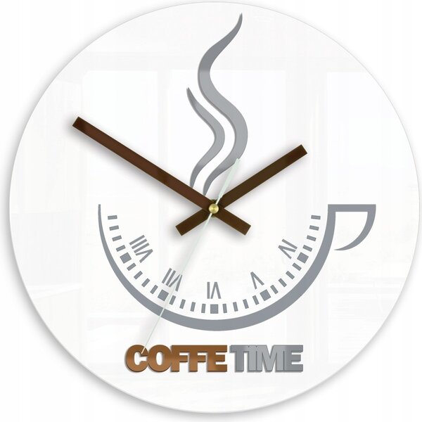 Zegar Ścienny w Kształcie Filiżanki Coffe Time II White&Copper Okrągły