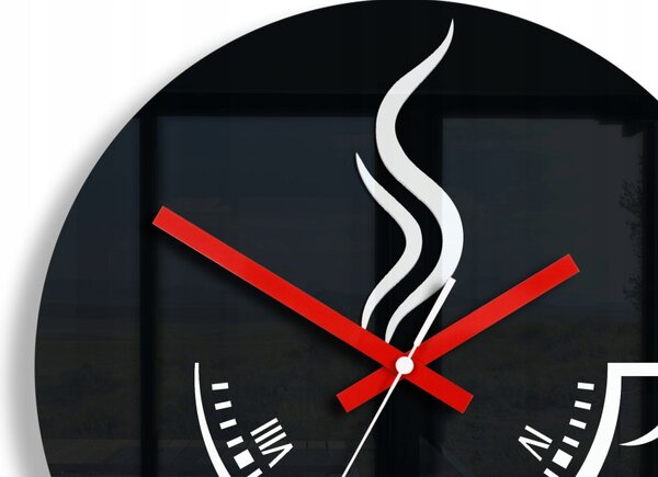 Zegar Ścienny w Kształcie Filiżanki Coffe Time II Black&Red Okrągły