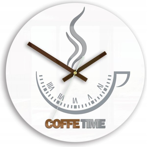 Zegar Ścienny w Kształcie Filiżanki Coffe Time II White&Copper Okrągły