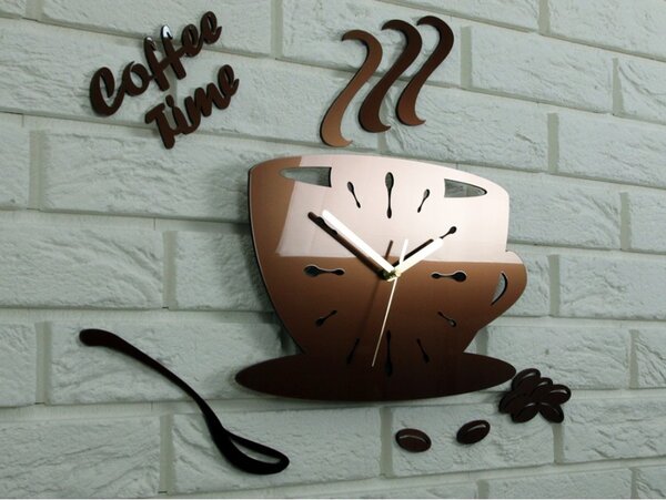 Zegar Ścienny w Kształcie Filiżanki Coffe Time Metalic copper Okrągły