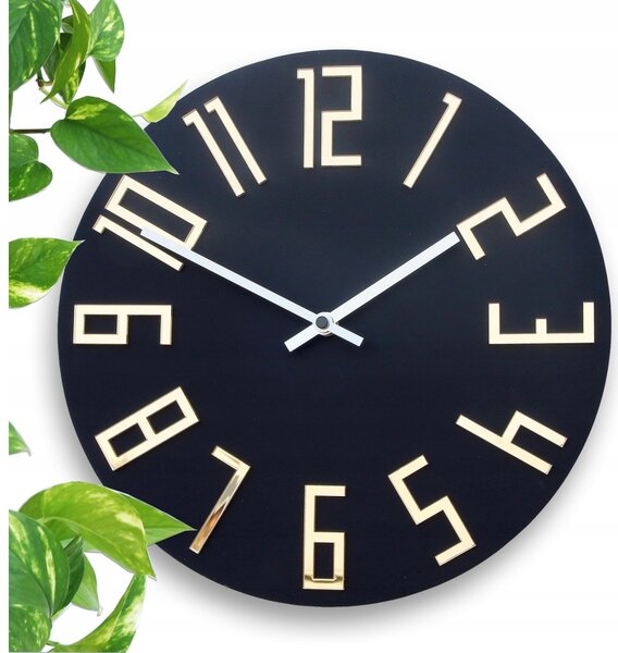 Zegar Ścienny w Stylu Nowoczesnym Akrylowy Colorfull Slim Mat Black Okrągły