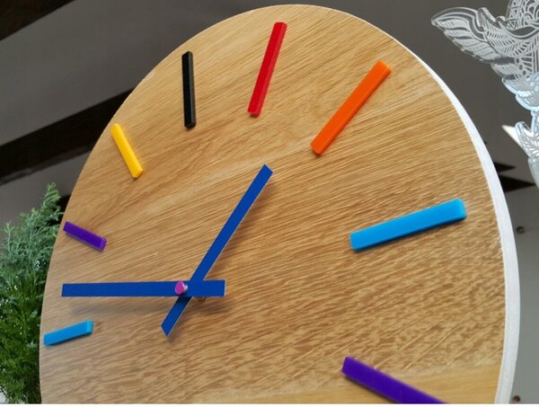 Zegar Ścienny Drewniany Dębowy Akrylowy Color Full Wood Okrągły Kwarcowy