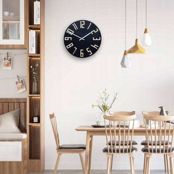 Zegar Ścienny w Stylu Nowoczesnym Akrylowy Colorfull Slim Mat Black Okrągły