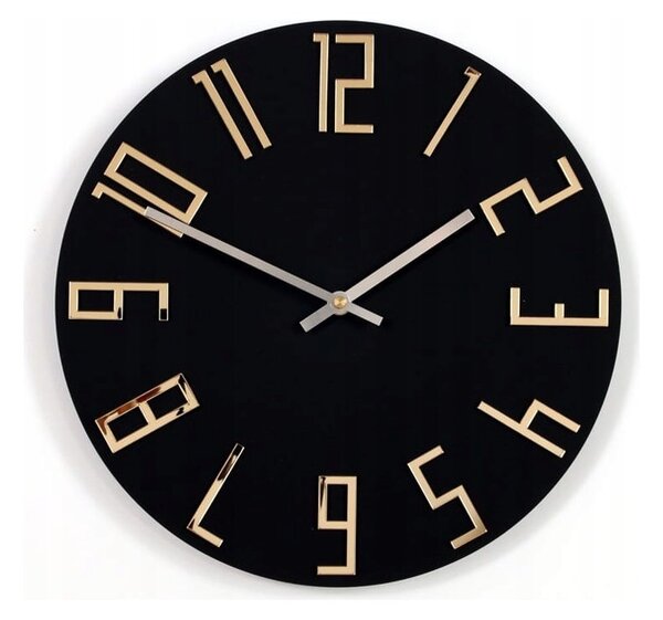 Zegar Ścienny w Stylu Nowoczesnym Akrylowy Colorfull Slim Mat Black Okrągły