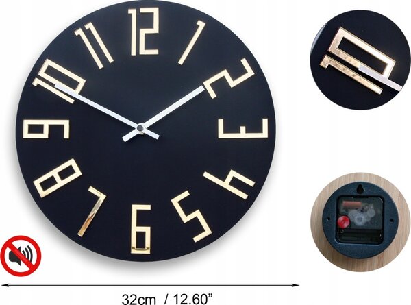 Zegar Ścienny w Stylu Nowoczesnym Akrylowy Colorfull Slim Mat Black Okrągły