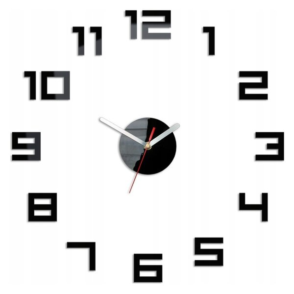 Zegar Ścienny w Stylu Nowoczesnym Akrylowy Digit Black Okrągły Kwarcowy