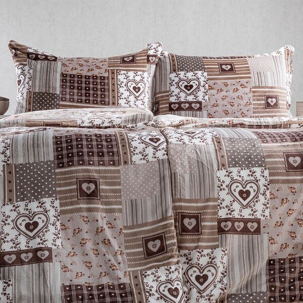 Pościel z mikropluszu PATCHWORK beżowa