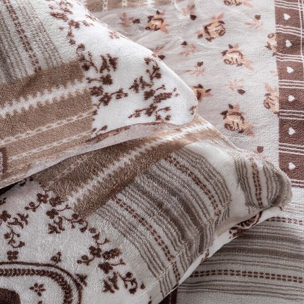 Pościel z mikropluszu PATCHWORK beżowa