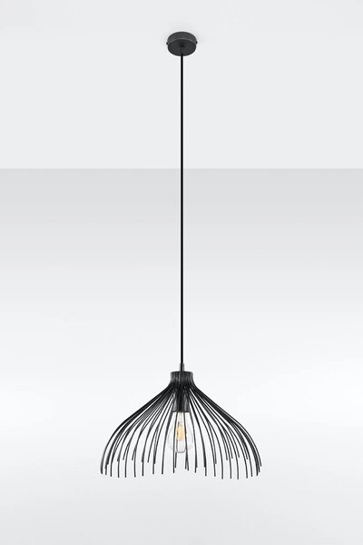 Czarna lampa wisząca z drucianym kloszem - EX583 N4-Z01