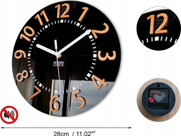 Zegar Ścienny w Stylu Nowoczesnym Akrylowy Eros 28cm Okrągły Kwarcowy
