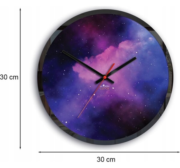 Zegar Ścienny ze Wzorem Galaktyki Akrylowy Galaxy Okrągły Kwarcowy