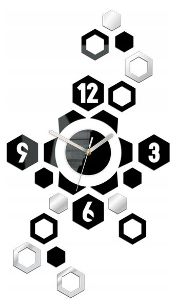Zegar Ścienny w Stylu Nowoczesnym Akrylowy Hexagon Okrągły Kwarcowy
