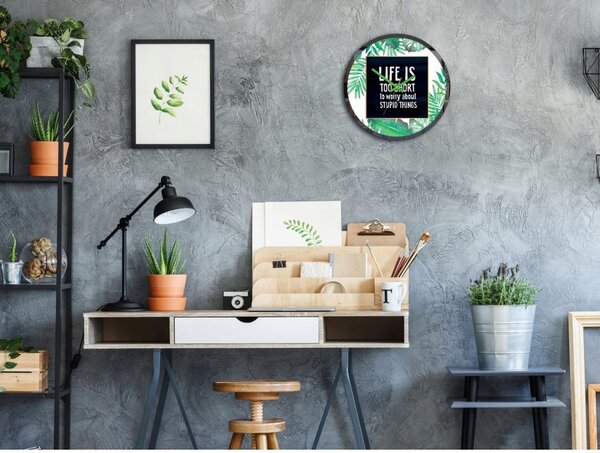 Zegar Ścienny w Stylu Nowoczesnym Akrylowy Green Positive Okrągły Kwarcowy
