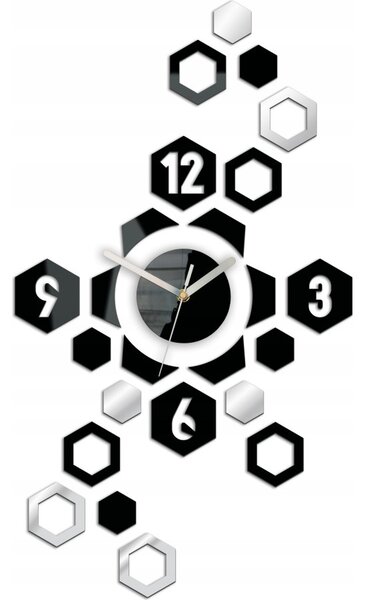 Zegar Ścienny w Stylu Nowoczesnym Akrylowy Hexagon Okrągły Kwarcowy