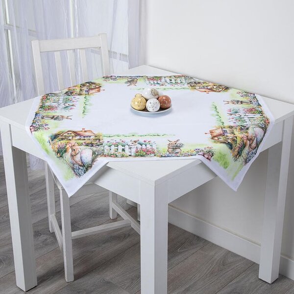 Obrus nakładka z nadrukiem ZAJĄCZKI W OGRODZIE 85 x 85 cm
