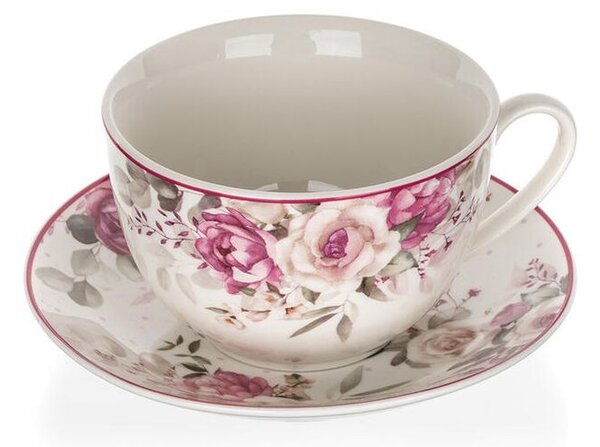 Filiżanka ceramiczna ze spodkiem ROSE 240 ml