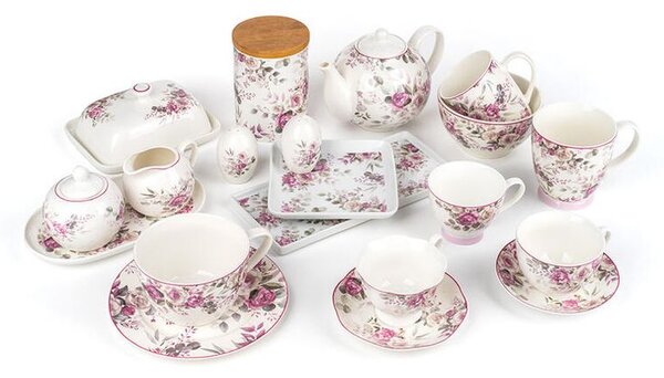 Ceramiczna filiżanka na nóżce ze spodkiem ROSE 220 ml