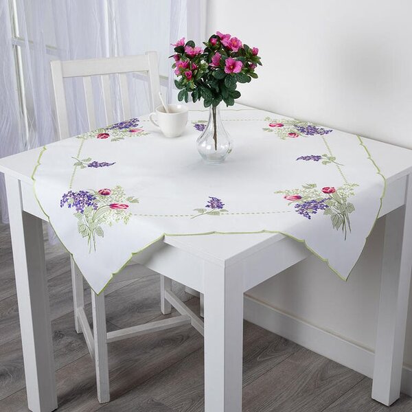Obrus nakładka z haftem TULIPAN i LILAK 85 x 85 cm