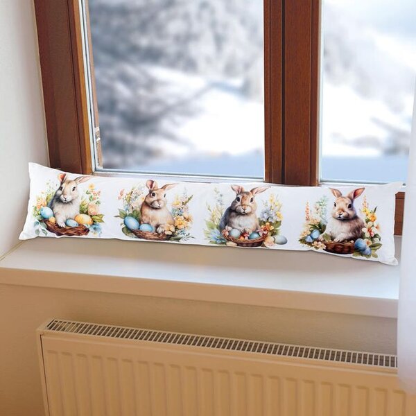 Poduszka przeciw przeciągom ZAJĄCZKI W KOSZYKU 20 x 90 cm