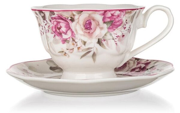 Ceramiczna filiżanka na nóżce ze spodkiem ROSE 220 ml