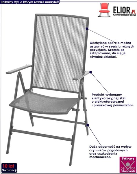 Zestaw metalowych krzeseł ogrodowych S7-K65