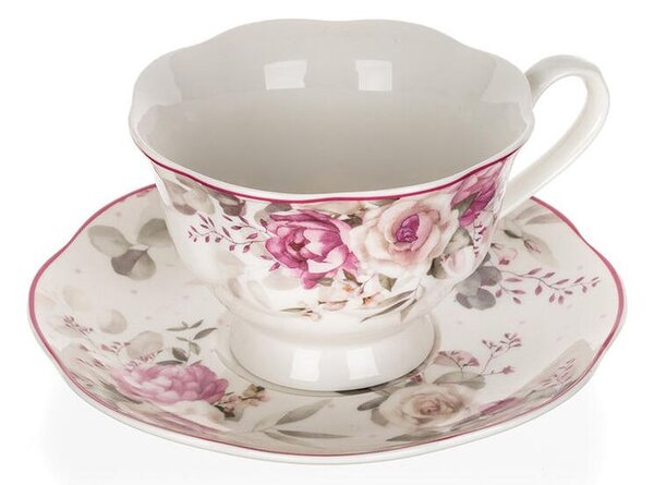Ceramiczna filiżanka na nóżce ze spodkiem ROSE 220 ml