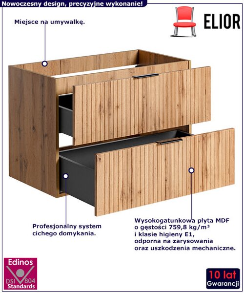 Szafka pod umywalkę w kolorze dębu P1-B96
