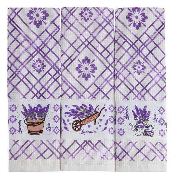 Zestaw ścierek kuchennych wafel LAWENDA 40 x 60 cm 3 szt