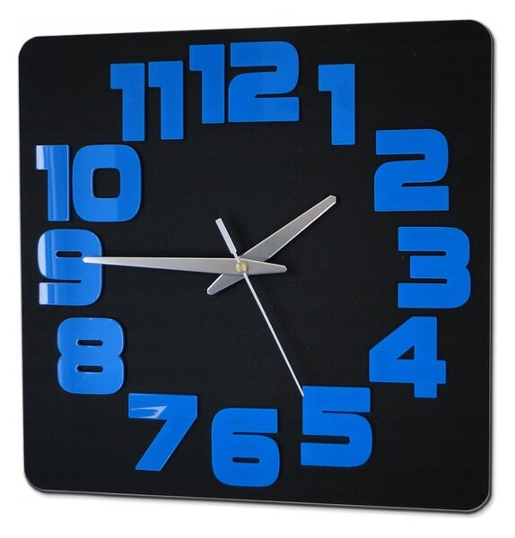 Zegar Ścienny w Stylu Nowoczesnym Akrylowy Logic Black_Blue Okrągły