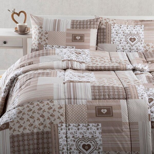 Letni zestaw kołdra i poduszka PATCHWORK, beżowy