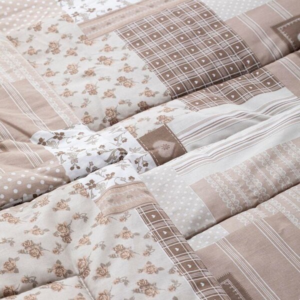 Letni zestaw kołdra i poduszka PATCHWORK, beżowy