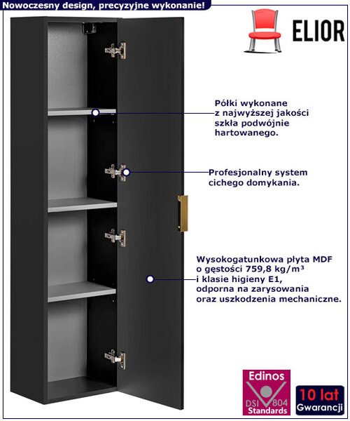 Czarny wiszący słupek łazienkowy Z8-Z94