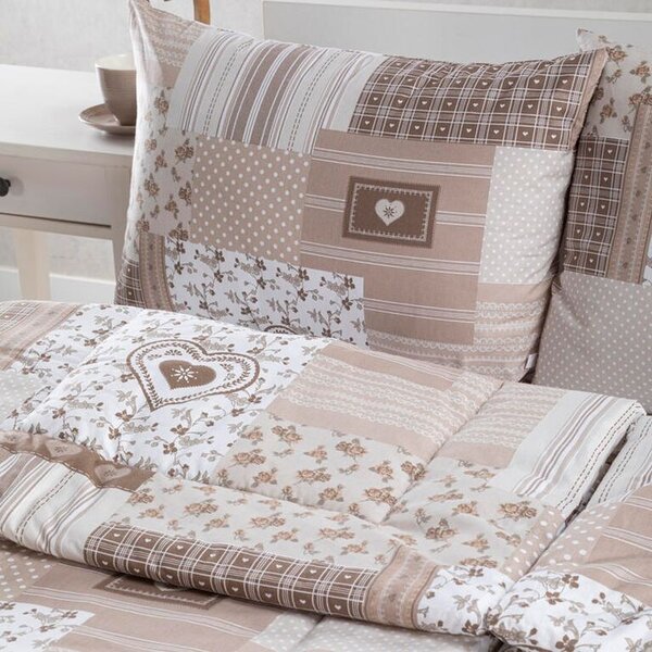 Letni zestaw kołdra i poduszka PATCHWORK, beżowy