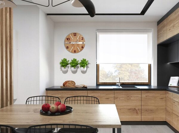 Zegar Ścienny Drewniany Dębowy Akrylowy Luxurry Wood Okrągły Kwarcowy