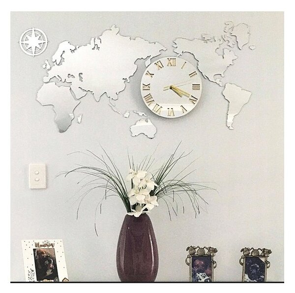 Zegar Ścienny w Stylu Nowoczesnym Akrylowy Mapa 110 x 55 Mirror Okrągły