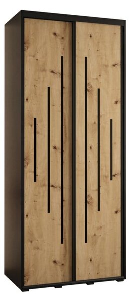 Szafa przesuwna wysoka Davos 12 100, gł. 45 cm czarny + artisan + czarny