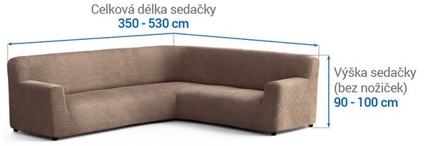 Bi-elastyczne pokrowce COSTINA orzeszkowe kanapa narożnikowa (sz. 350 - 530 cm)
