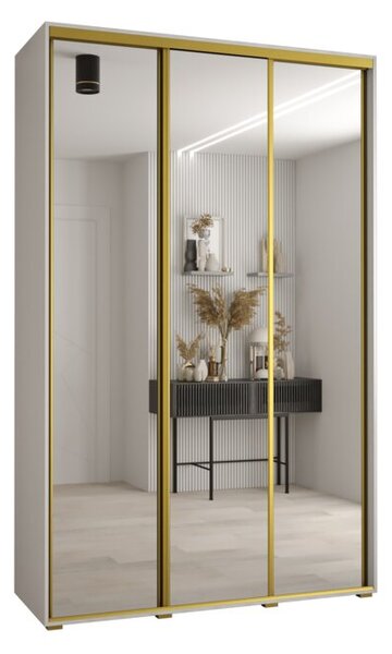Szafa przesuwna wysoka Davos 2 160, gł. 45 cm biały + biały + złoty