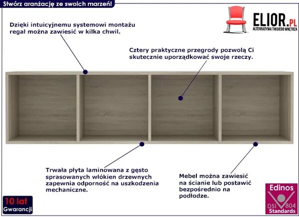 Brązowy modułowy regał ścienny - Coda