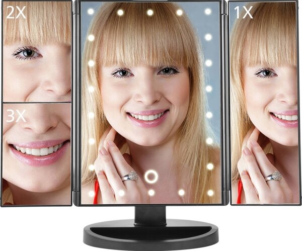 Lusterko Do MAKIJAŻU Podświetlane LED Kosmetyczne Stojące POWIĘKSZAJĄCE 3X!